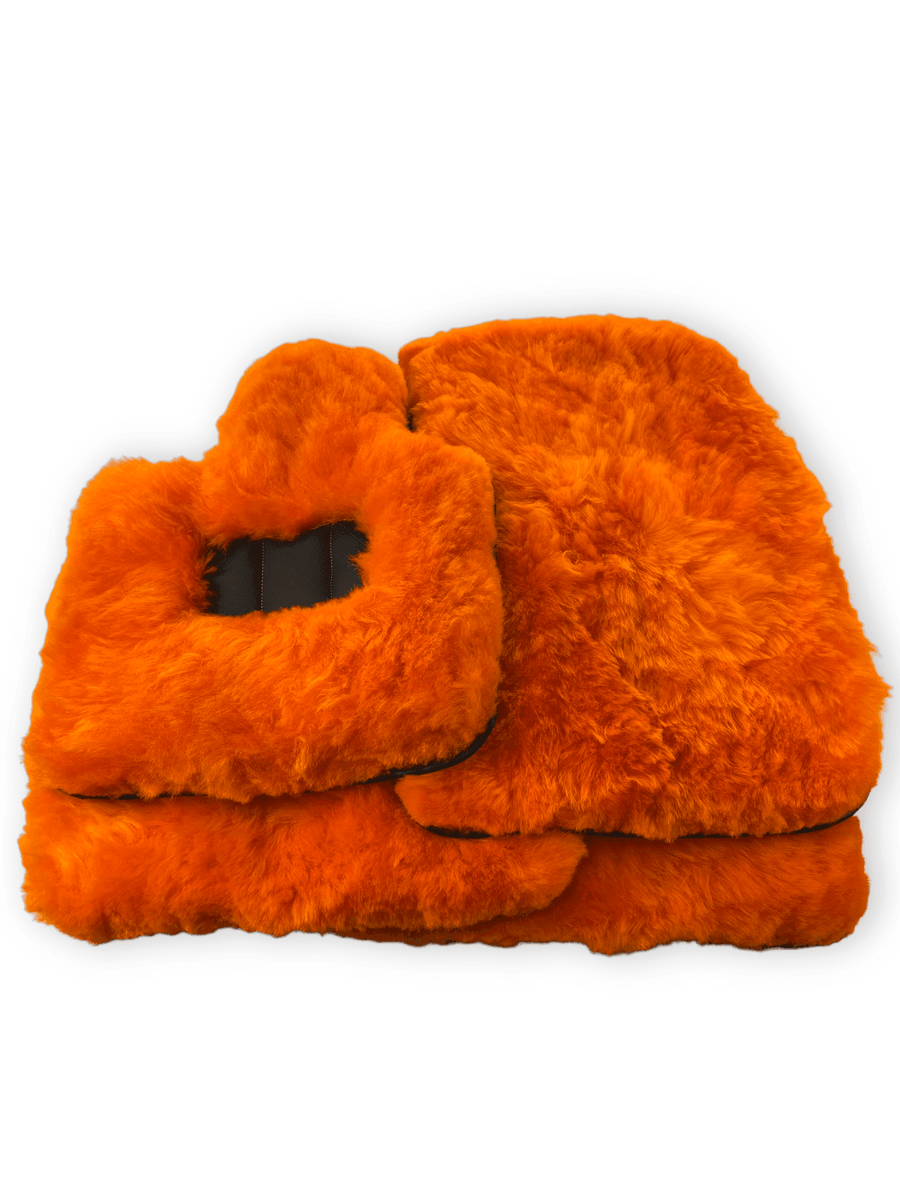 Orange Sheepskin Floor Mats For Rolls Royce Phantom VIII (2017-2024) ER56 Design Brand - AutoWin