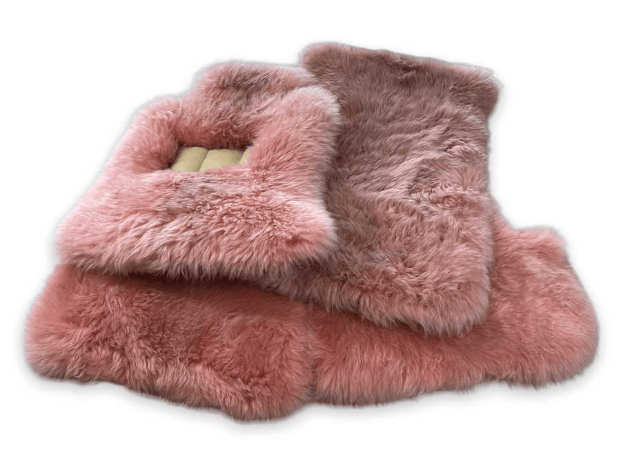 Pink Sheepskin Floor Mats For Rolls Royce Dawn Rr6 2016-2023 Er56 Design Brand - AutoWin