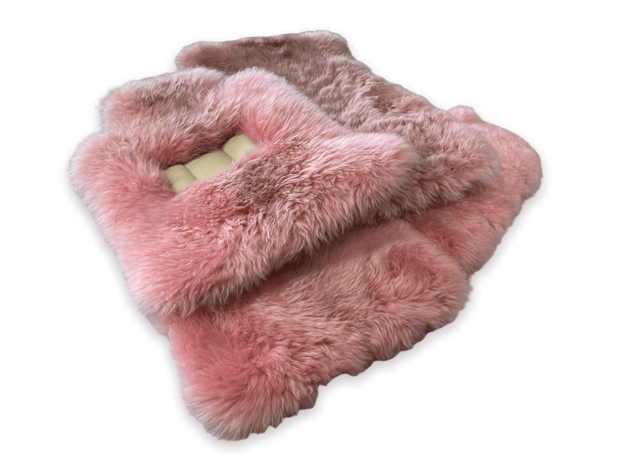 Pink Sheepskin Floor Mats For Rolls Royce Dawn Rr6 2016-2023 Er56 Design Brand - AutoWin
