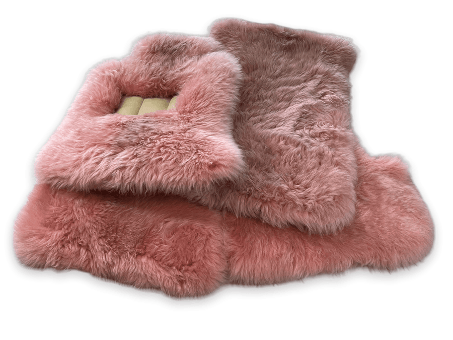 Pink Sheepskin Floor Mats For Rolls Royce Dawn Rr6 2016-2023 Er56 Design Brand - AutoWin