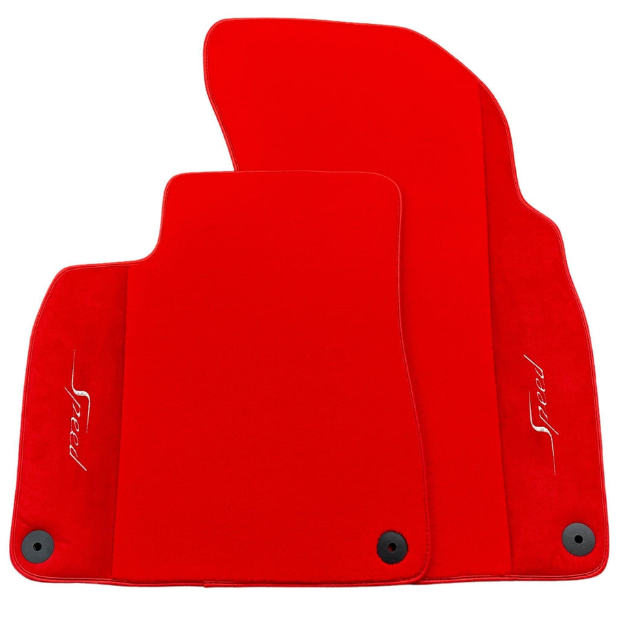 Red Floor Mats For Bentley Flying Spur (2013-2019) with Alcantara Leather - AutoWin