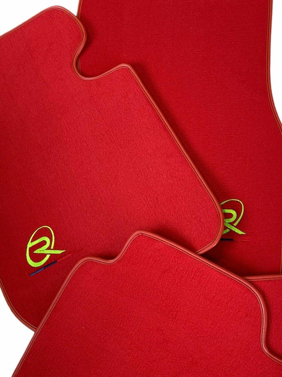 Red Floor Mats For BMW X5M F85 SUV ROVBUT Brand Tailored Set Perfect Fit Green SNIP Collection - AutoWin