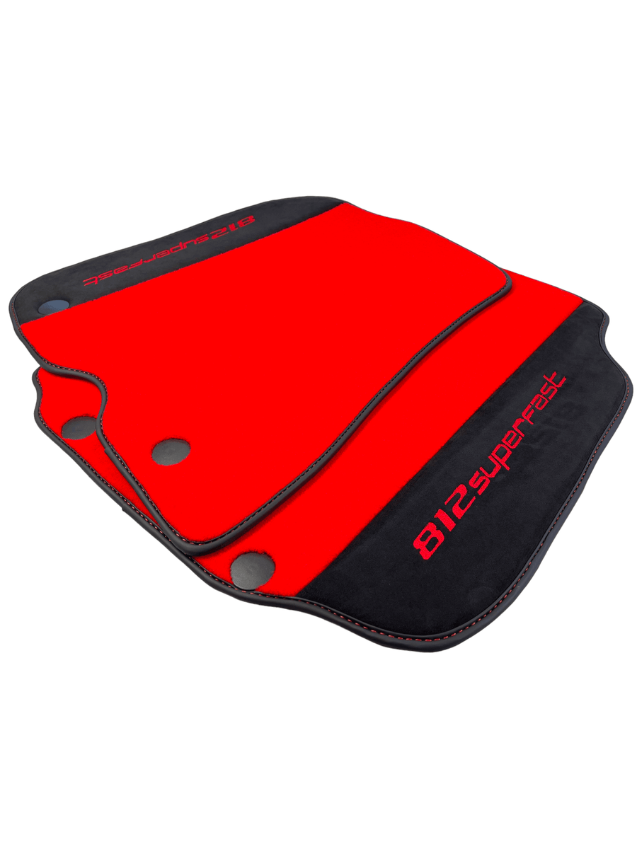Red Floor Mats For Ferrari 812 Superfast With Alcantara Leather - AutoWin