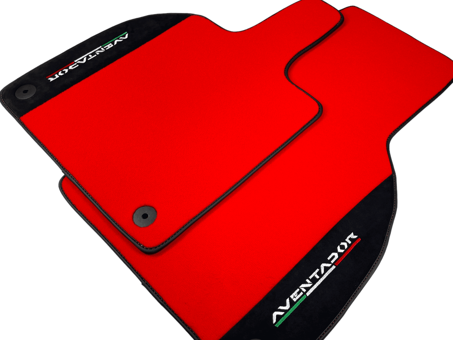 Red Floor Mats for Lamborghini Aventador With Alcantara Leather - AutoWin