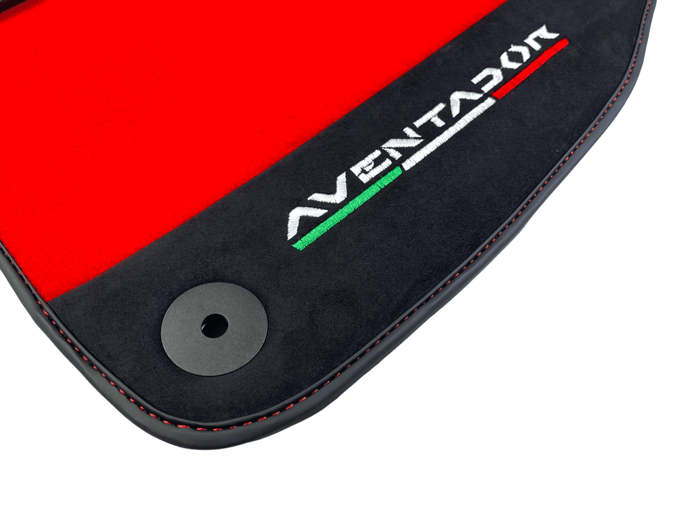 Red Floor Mats for Lamborghini Aventador With Alcantara Leather - AutoWin