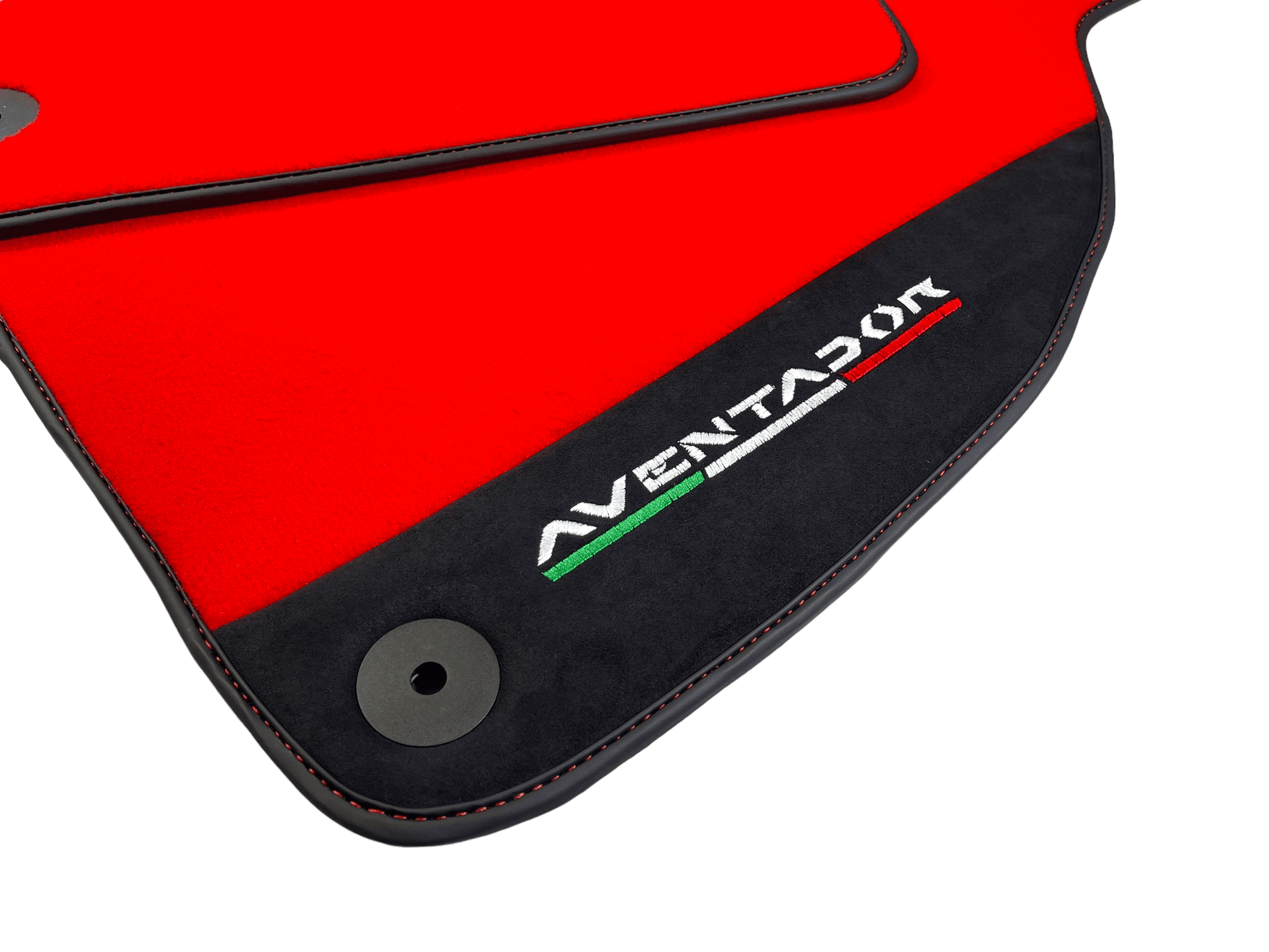 Red Floor Mats for Lamborghini Aventador With Alcantara Leather - AutoWin