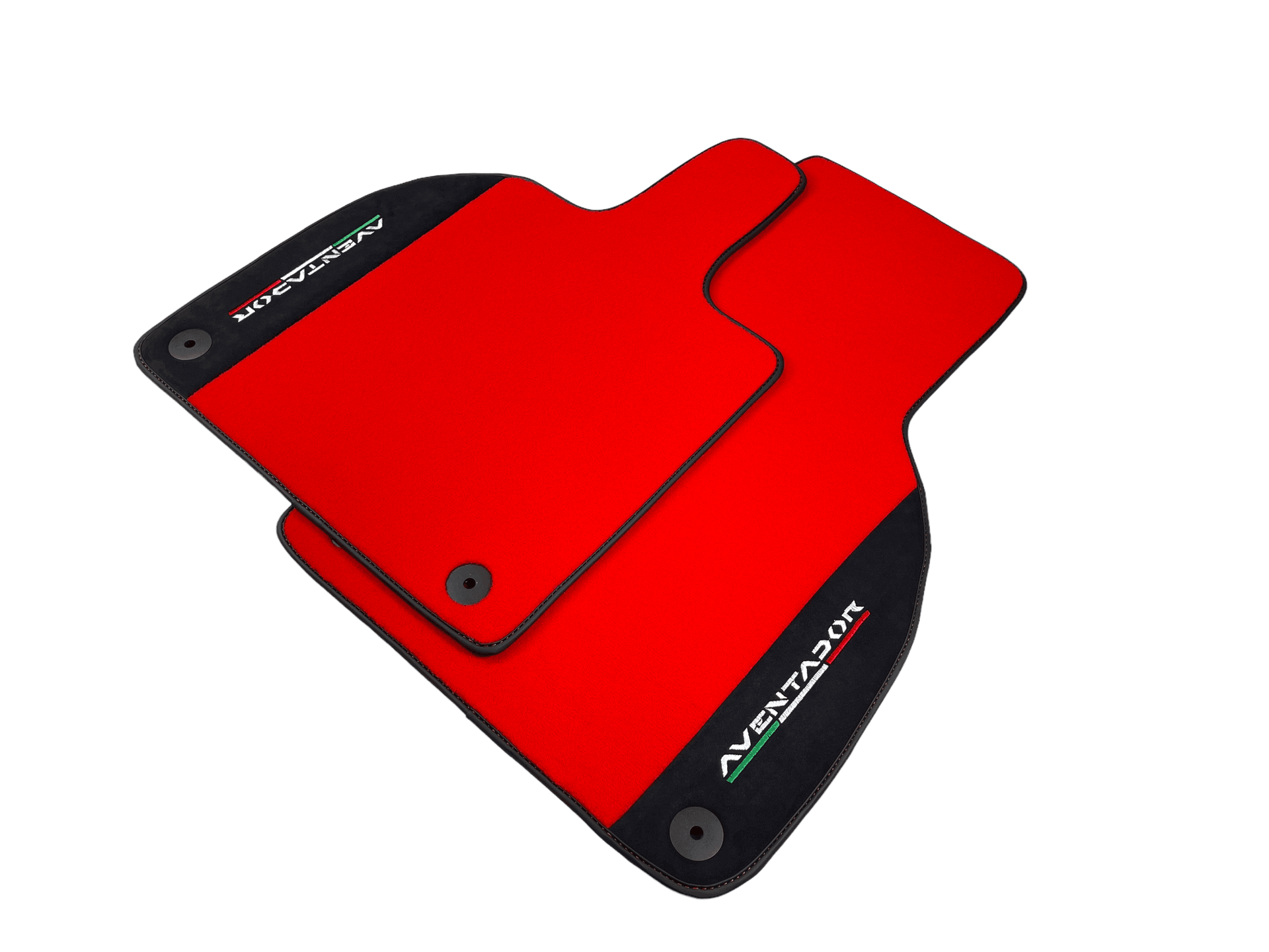 Red Floor Mats for Lamborghini Aventador With Alcantara Leather - AutoWin