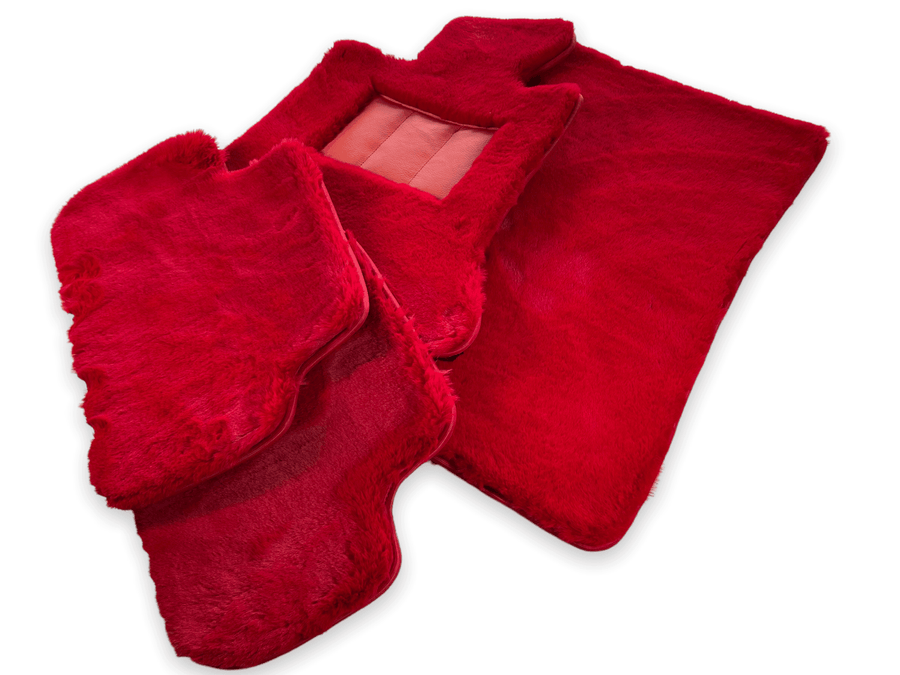 Red Sheepskin Floor Mats For Rolls Royce Cullinan Rr31 2018-2023 Er56 Design Brand - AutoWin
