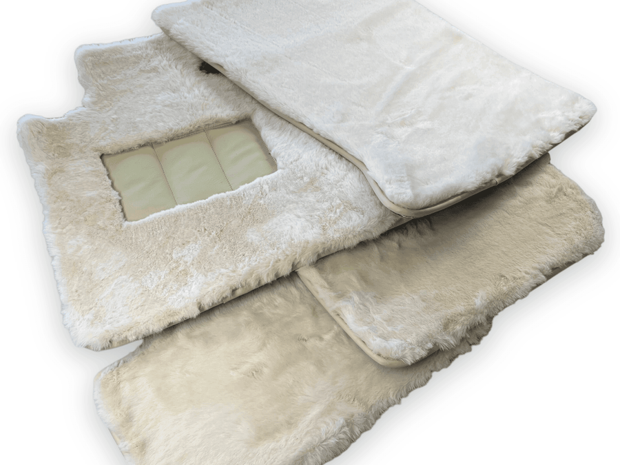 White Sheepskin Floor Mats For Rolls Royce Phantom Drophead Coupe - AutoWin